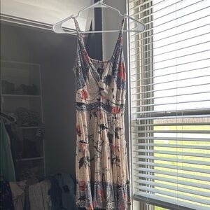 Angie Brown Tan Midi Sundress Sleeveless V-Neck